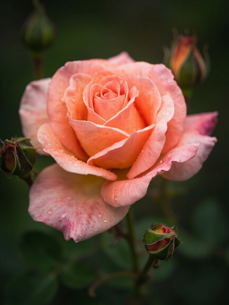 A heritage rose in full bloom on the bush at the Hisako farm
