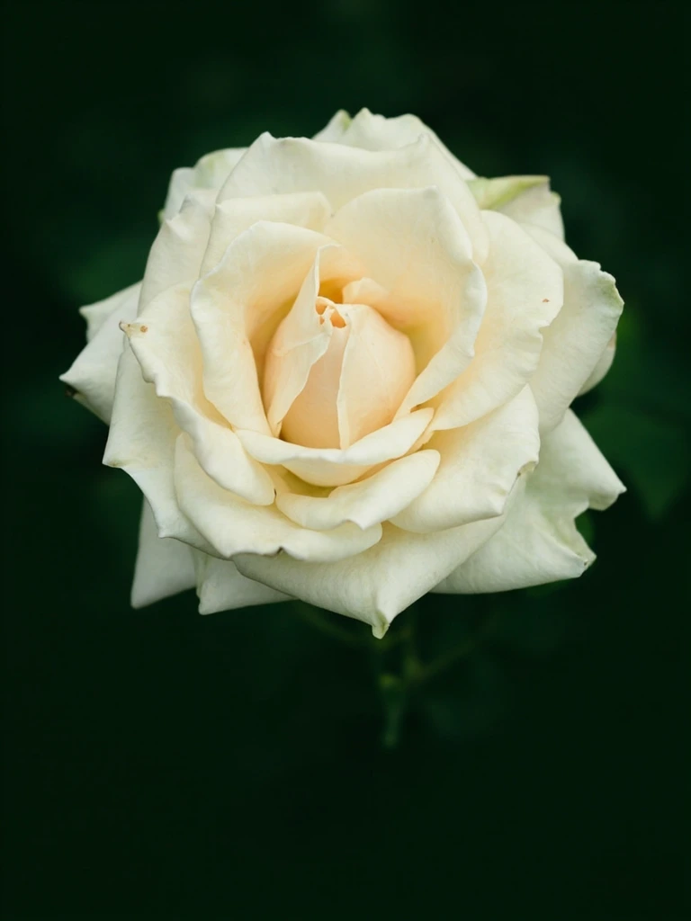 A pure white old garden rose with abundant petals.