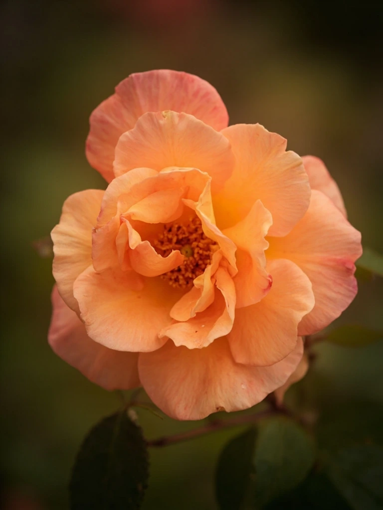 'Lady of Shalott' English rose in apricot-orange, fully open rosette blooms.